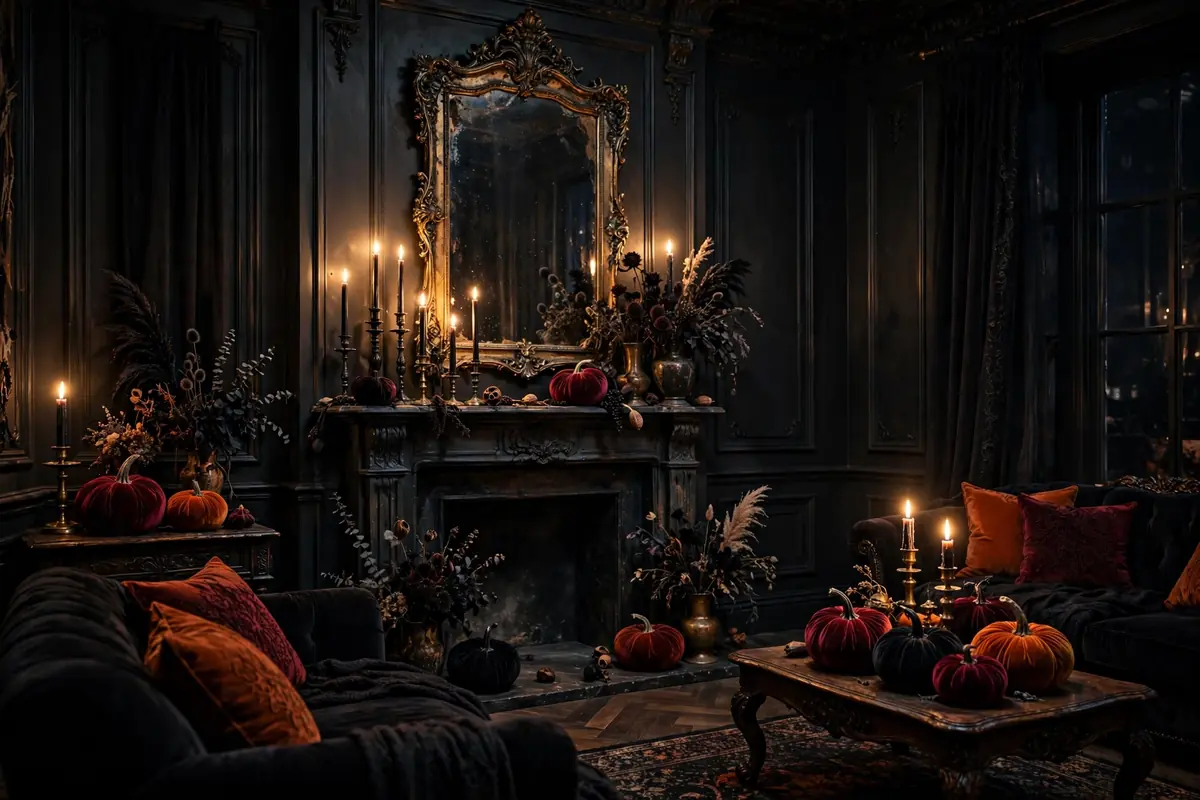 Spooky elegant Halloween living room