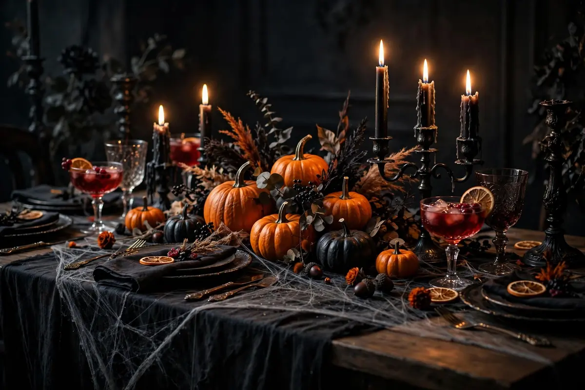 Elegant spooky Halloween party table