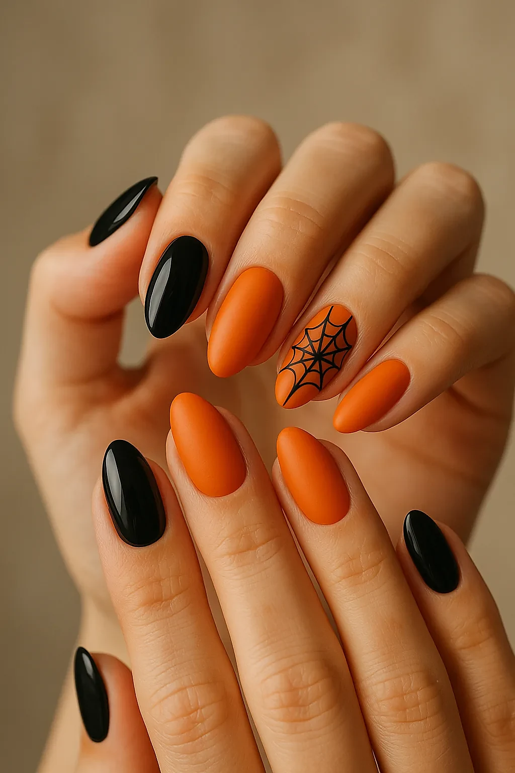 Near-black nails with gold and silver stars and moons