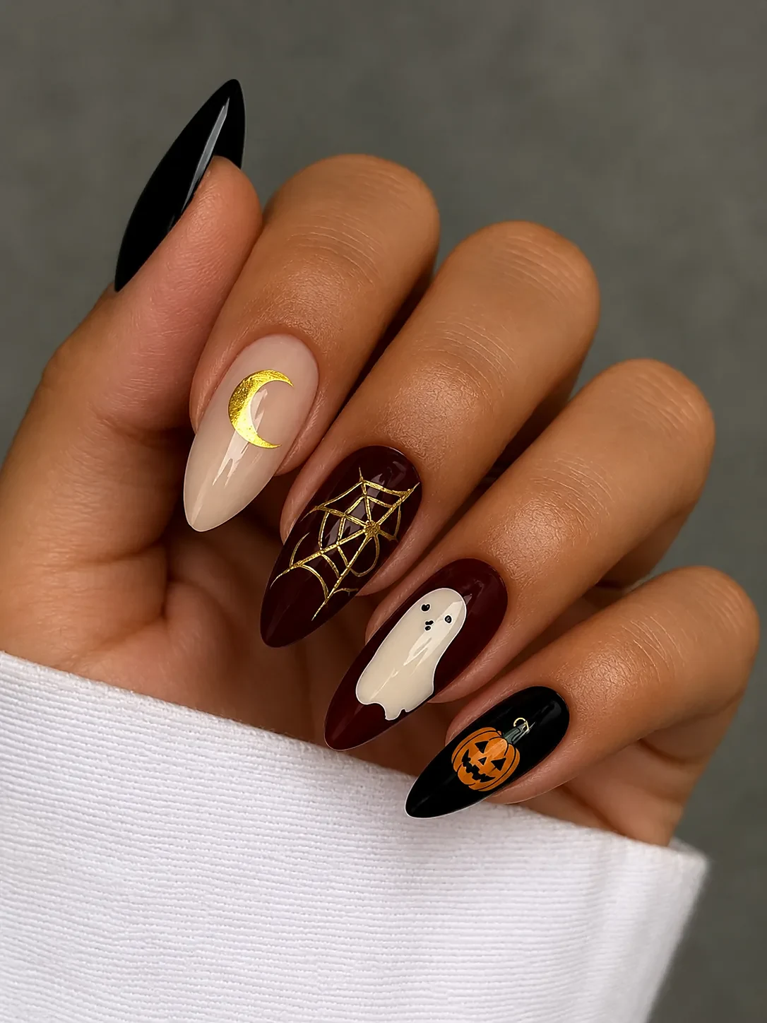 Long matte black coffin-shaped nails