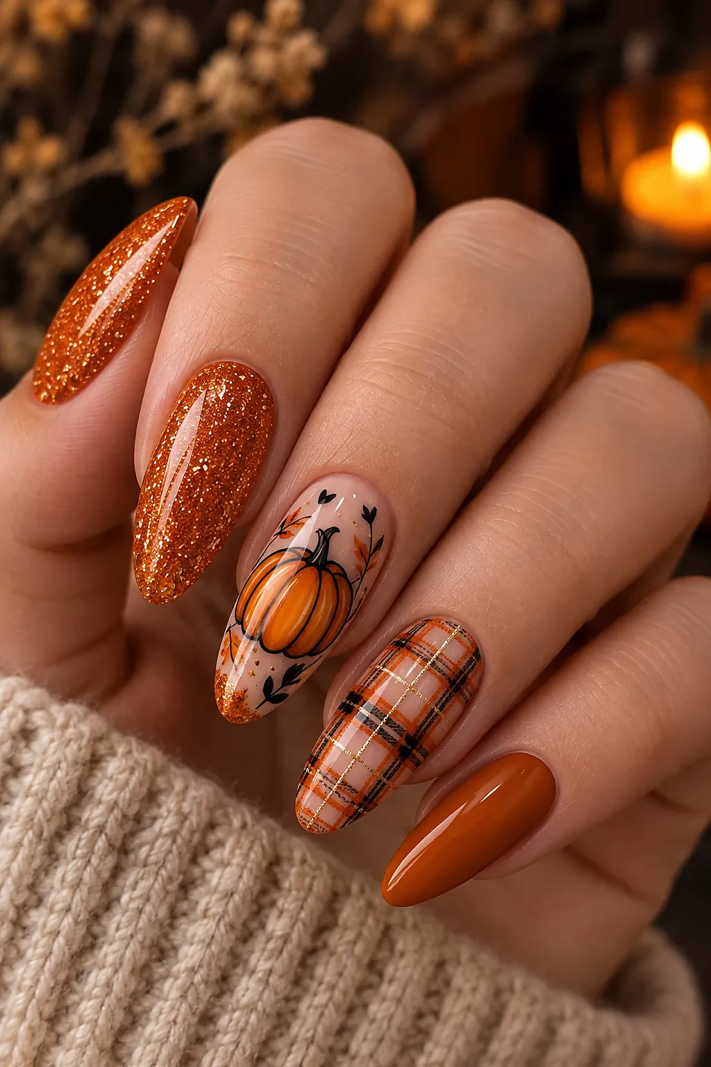 Cream nails with tiny ouija planchette and letter details