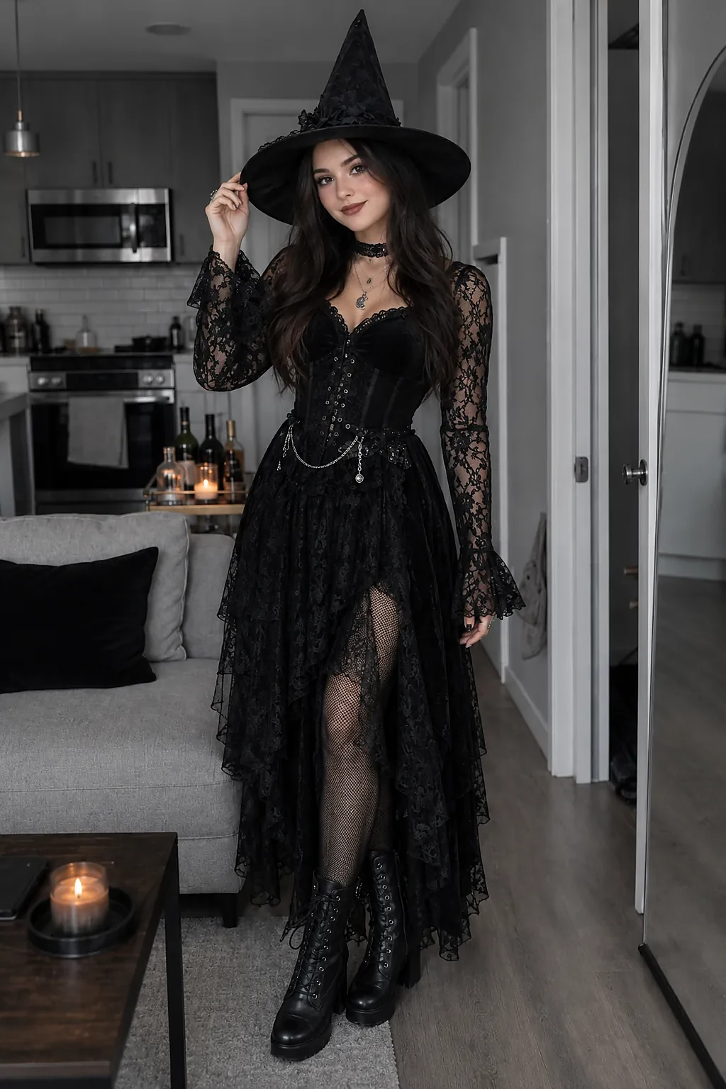 Cat burglar costume with a black catsuit and mask