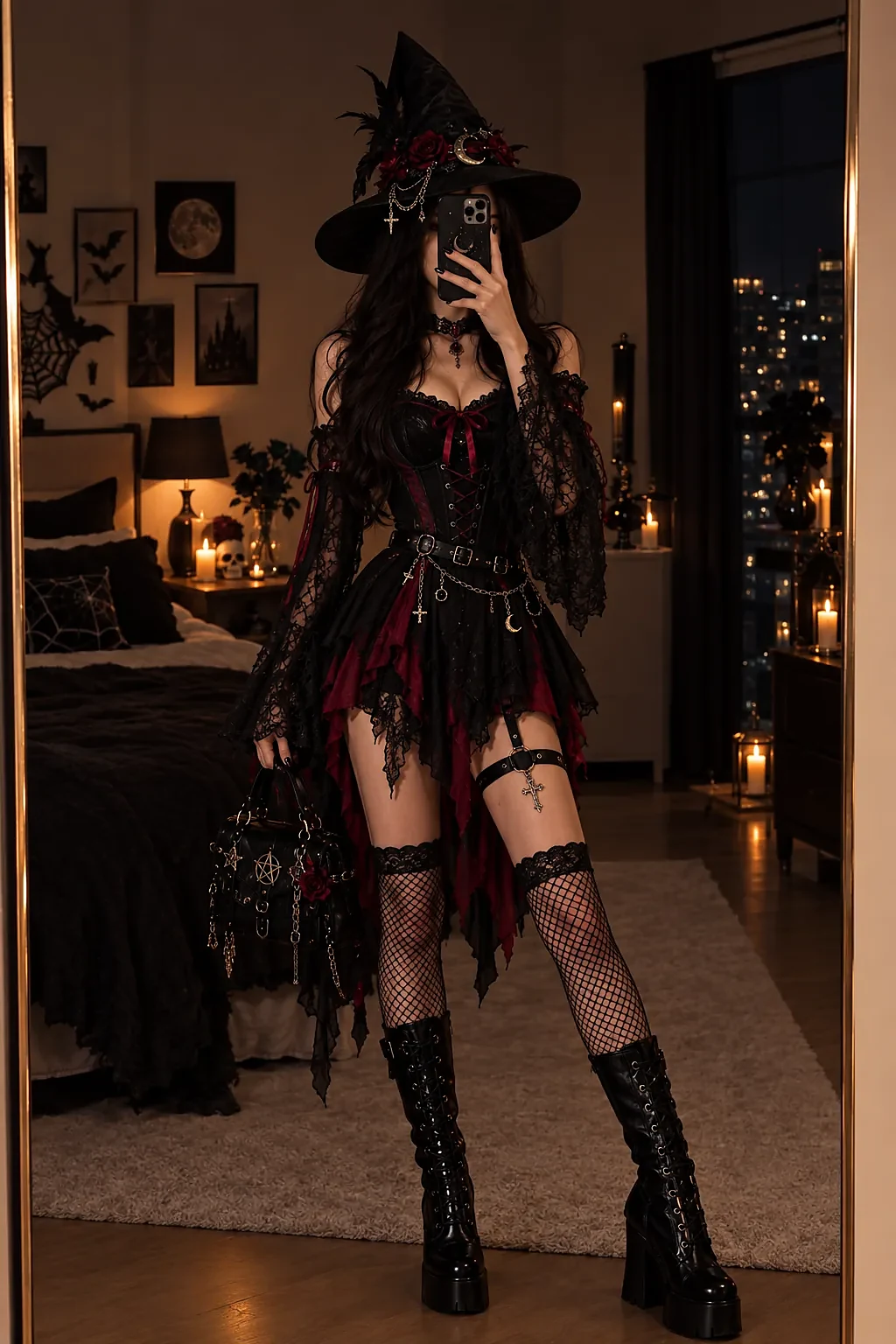 Skeleton couple costume with skeleton bodysuits