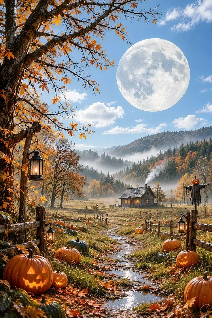 Full moon forest phone wallpaper