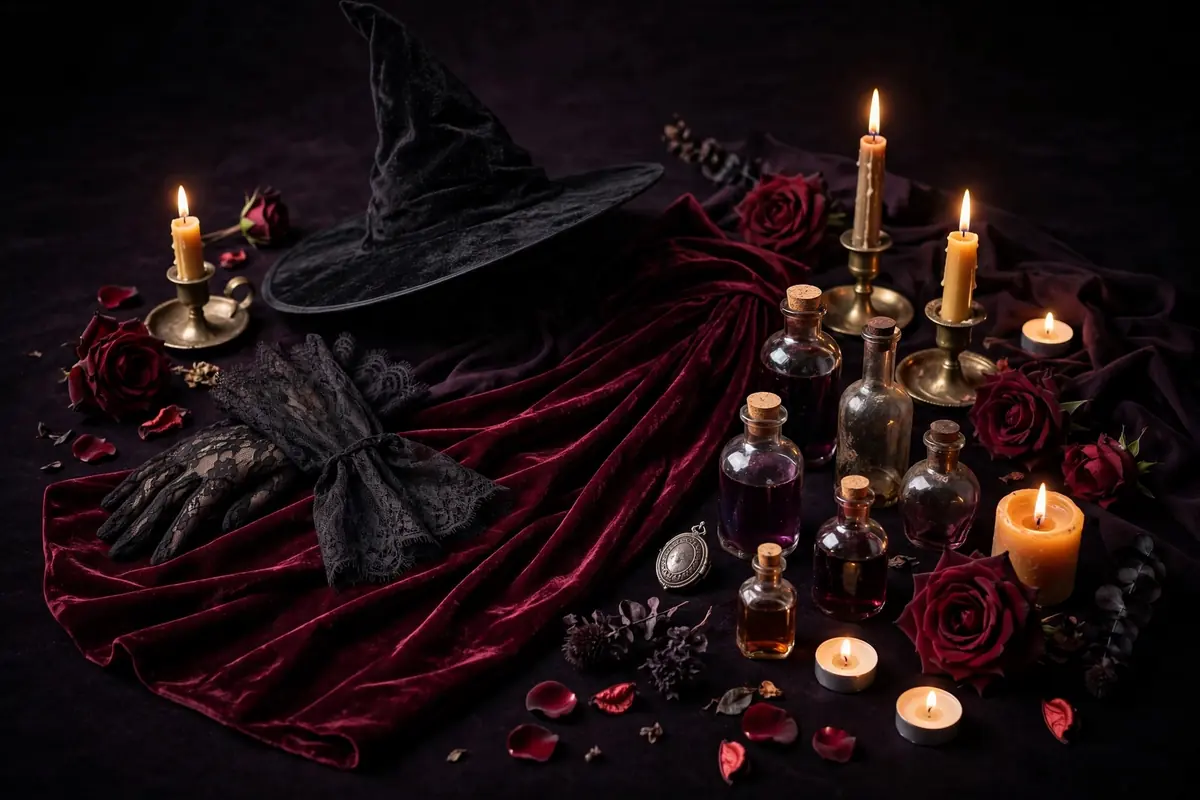 Elegant gothic Halloween costume display